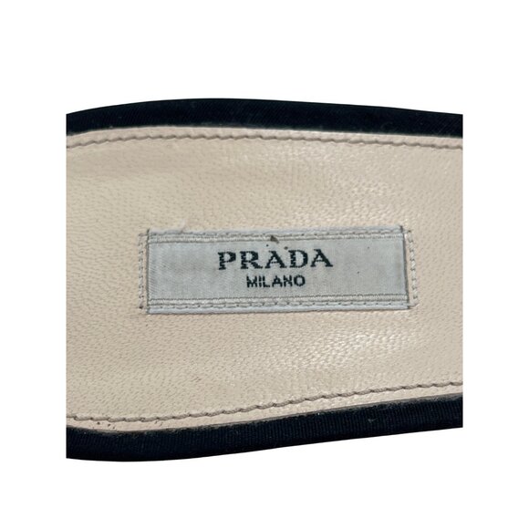 Prada Black Satin Embellished Open Toe Mules EU 36.5 6.5 US Made In Italy - Picture 4 of 7